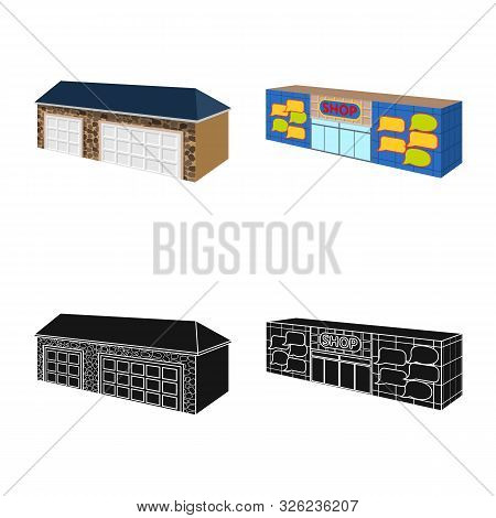Vector Illustration Of Facade And Housing Symbol. Collection Of Facade And Infrastructure Stock Vect