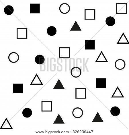Geometric Seamless Pattern Memphis Style. Circle, Square, Triangle Icon. Vector