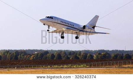 Borispol, Ukraine - September 10, 2019: Cs-dlg Netjets Europe Dassault Falcon 2000 Aircraft Departin