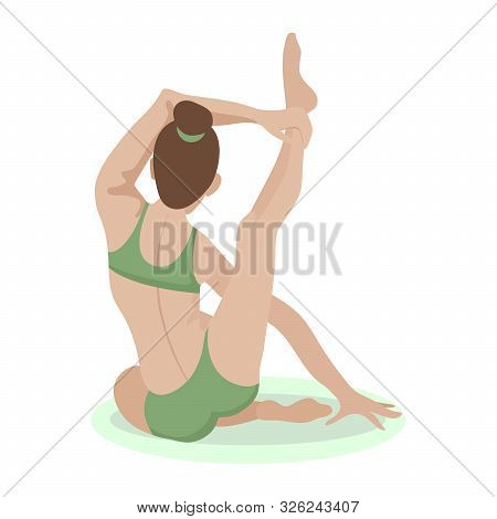 Girl In Yoga Pose. Vector Cartoon Illustration