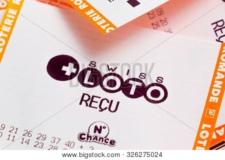 Geneva/switzerland - 03.03.2019 : Many Losing Lottery Ticket Receipt Swiss Loto Paper Win