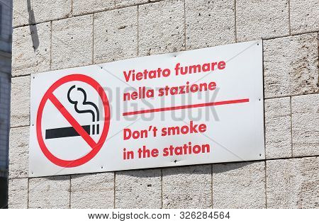 No Smoking Sign Termini Train Station Rome Italy