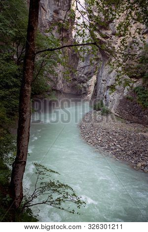 Inside The Aare Gorge, A Section Of The River Aare That Carves Through A Limestone Ridge Near In Swi