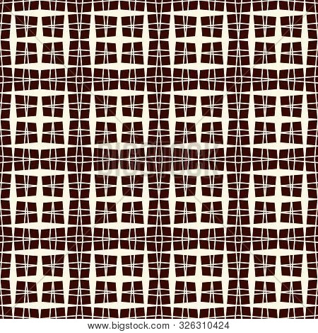 Seamless Pattern With Simple Ornament. Repeated Squares And Lines Background. Contemporary Abstract 