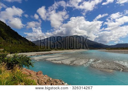 River Of Melted Glacial Water, West Coast Of New Zealand