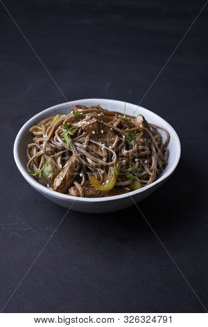Stir-fried Sona With Pork And Vegetables In Asian Style