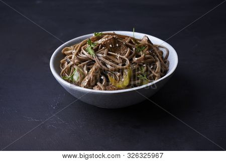 Stir-fried Sona With Pork And Vegetables In Asian Style