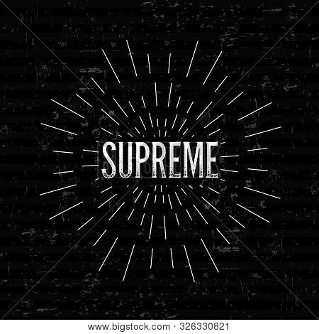 Abstract Creative Concept Design Layout With Text - Supreme. For Web And Mobile Icon Isolated On Bac