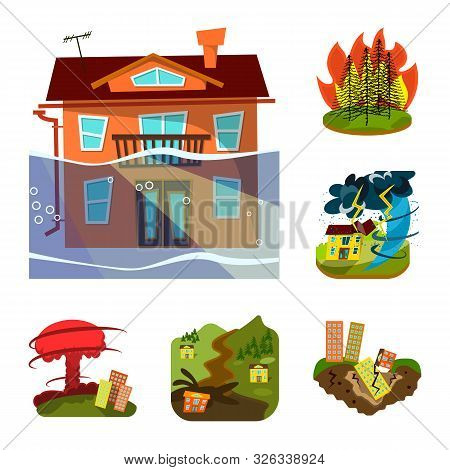 Vector Design Of Cataclysm And Disaster Icon. Collection Of Cataclysm And Apocalypse Stock Vector Il