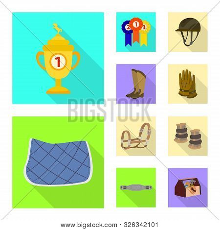 Vector Illustration Of Track And Racing Logo. Collection Of Track And Riding Vector Icon For Stock.