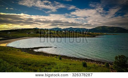 Sea Panoramic View To Valbukta At Austvagoy, Lofoten, Norway