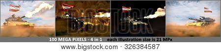 4 High Detail Images Of Heavy Tank With Fictive Design And With Austria Flag - Austria Army Concept,