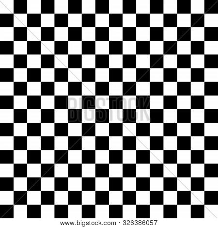 Black And White Tile. Checkered Flag Seamless Pattern. Car Race Or Motorsport Rally Flag On White Ba