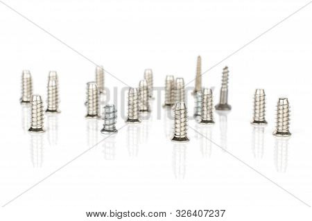 Lot Of Whole Metallic Glossy Bolt Isolated On White Background