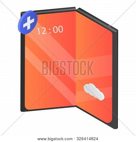 Red Flexible Phone Icon. Isometric Of Red Flexible Phone Vector Icon For Web Design Isolated On Whit