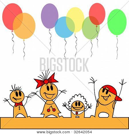 Bambini correre i palloncini