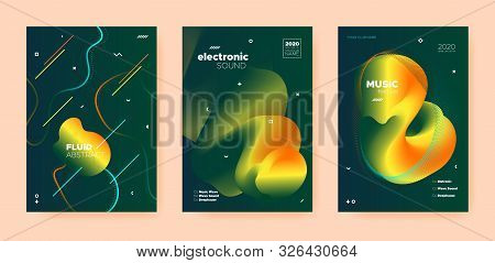 Dance Music Poster. Abstract Gradient Shape. Disco Club Festival. Dj Concert. Orange Trance Music Po