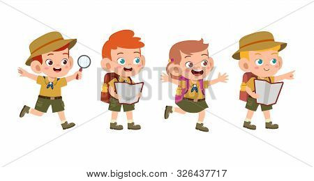 Happy Cute Kids Summer Camp Holiday Set