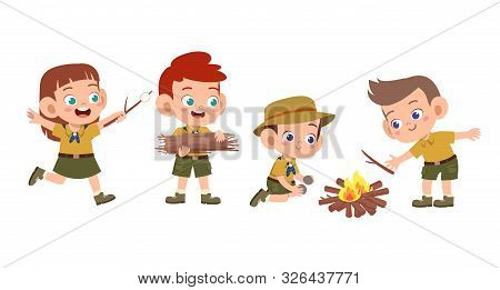 Happy Cute Kids Summer Camp Holiday Set