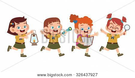 Happy Cute Kids Summer Camp Holiday Set