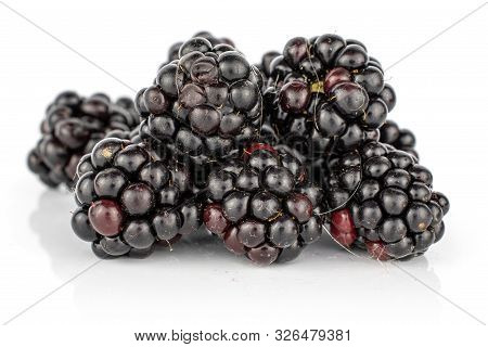 Dark Lot Of Whole Heap Fresh Black Blackberry Isolated On White Background