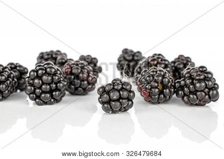 Lot Of Whole Fresh Black Blackberry Isolated On White Background