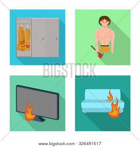 Isolated Object Of Firefighters And Fire Symbol. Set Of Firefighters And Rescue Stock Vector Illustr