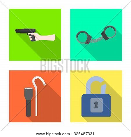 Vector Illustration Of Crime And Steal Symbol. Set Of Crime And Villain Vector Icon For Stock.