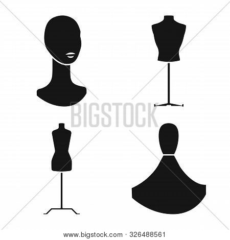 Vector Design Of Mannequin And Fashion Logo. Set Of Mannequin And Equipment Stock Vector Illustratio
