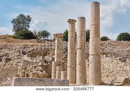 Ruins Of Sanctuary Of Apollo Hylates Located At The Beach Of Mediterranean Sea. Near An Ancient Gree