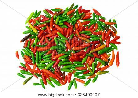 Group Of Chili Pepper At Isorated White Background