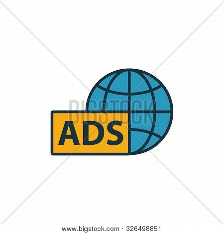 Global Advertising Icon. Outline Filled Creative Elemet From Advertising Icons Collection. Premium G