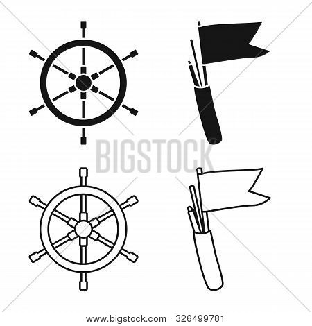 Vector Illustration Of Journey And Seafaring Symbol. Set Of Journey And Vintage Stock Vector Illustr