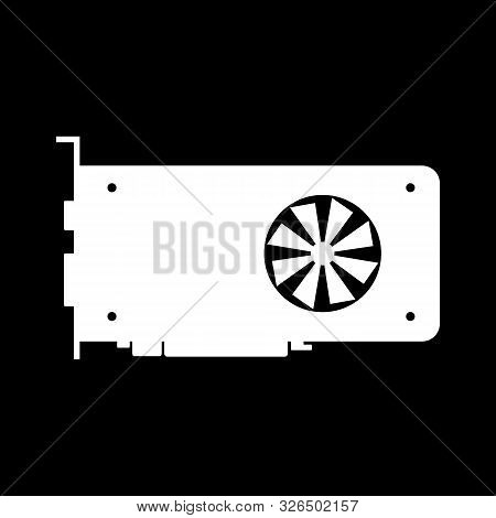 Video Card Icon On Black Background. Vector Illustration.