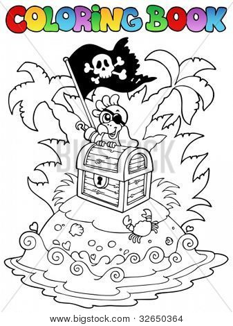 海賊トピック 3 - ベクター画像ぬり絵。