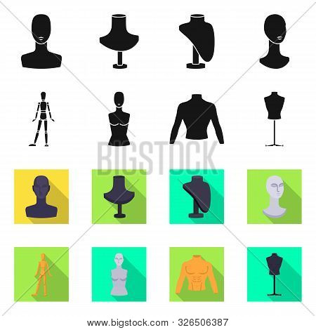 Isolated Object Of Mannequin And Fashion Symbol. Set Of Mannequin And Atelier Stock Symbol For Web.