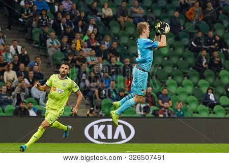 Krasnodar, Russia - October 3, 2019: Matvey Safonov Of Fc Krasnodar In Action During The Uefa Europa