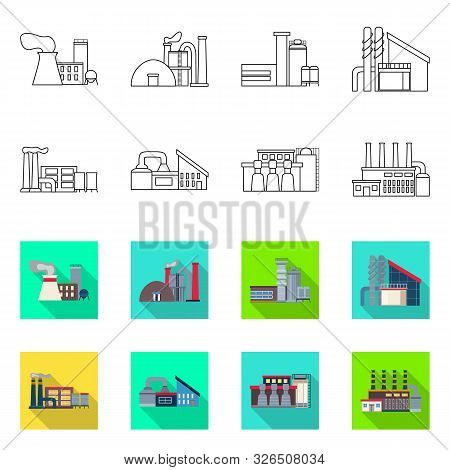 Vector Design Of Industry And Plant Icon. Set Of Industry And Technology Stock Symbol For Web.