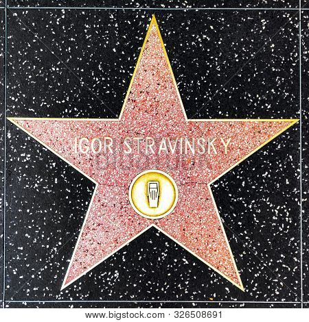 Los Angeles, Usa - March 17, 2019: Closeup Of Star On The Hollywood Walk Of Fame For Igor Stravinsky