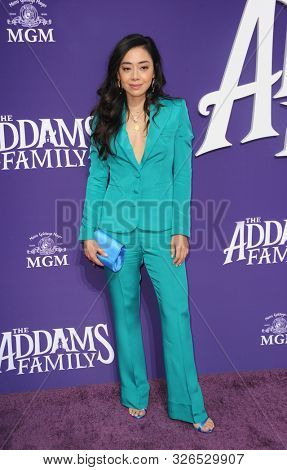 Aimee Garcia at the Los Angeles premiere of 'The Addams Family' held at the Century City AMC in Century City, USA on October 6, 2019.