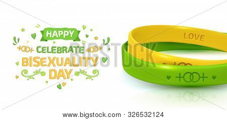 Lgbt Pride Concept. Yelllow And Green Rubber Bracelets For Homosexual People. Silicone Wristbands Wi