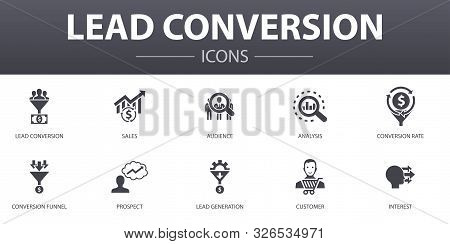 Lead Conversion Simple Concept Icons Set. Contains Such Icons As Sales, Analysis, Prospect, Customer