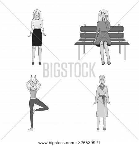 Vector Design Of Emotions And Female Logo. Set Of Emotions And Body Vector Icon For Stock.