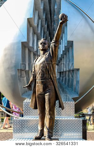 Obninsk, Russia - July 2016: Monument To The Pioneers Of Nuclear Energy. Obninsk Is The Birthplace O