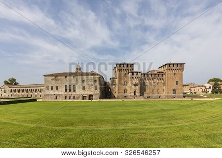 Mantua, Italy - August 7, 2019: Medieval Fortress, Gonzaga Saint George (giorgio) Castle In  Mantua 