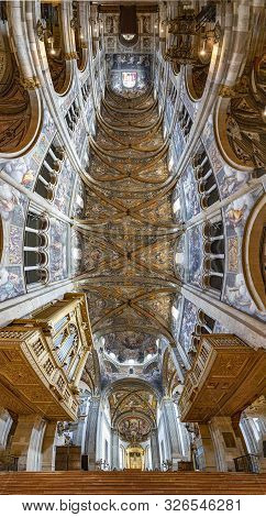 Parma, Italy - August 7, 2019: Parma Cathedral (italian: Duomo Di Parma, Cattedrale Di Santa Maria A