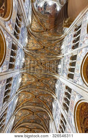 Parma, Italy - August 7, 2019: Parma Cathedral (italian: Duomo Di Parma, Cattedrale Di Santa Maria A