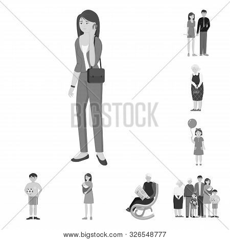 Vector Illustration Of Face And Portrait Symbol. Set Of Face And Happy Stock Vector Illustration.