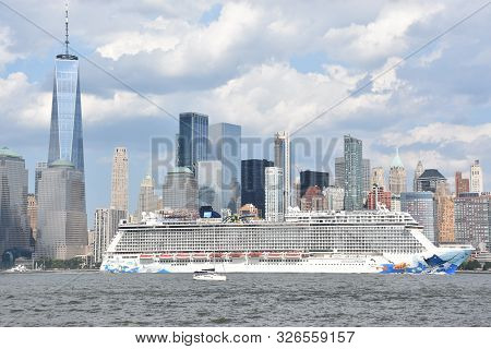 New York, Ny - Aug 4: Norwegian Escape, One Of Ncl\'s Newest And Largest Cruise Ship, As Seen On Aug