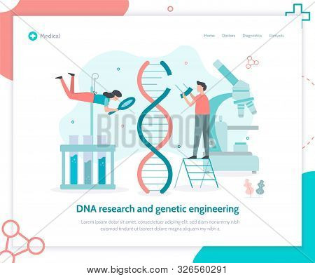 Microbiology Technology And Scientific Genome Experiment. Creative Landing Page Design Template. Fla